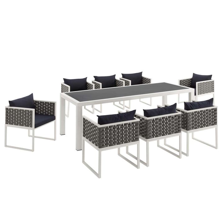 Modway Stance Outdoor Patio Woven Rope 9-Piece Dining Furniture Set