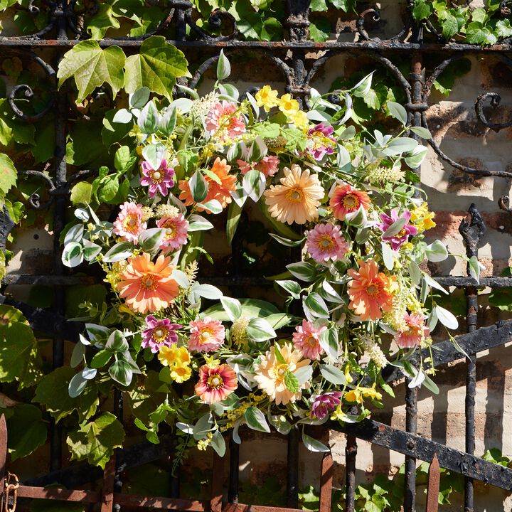 Mixed Gerbera Daisy Wreath for Spring and Summer Door or Wall Decor