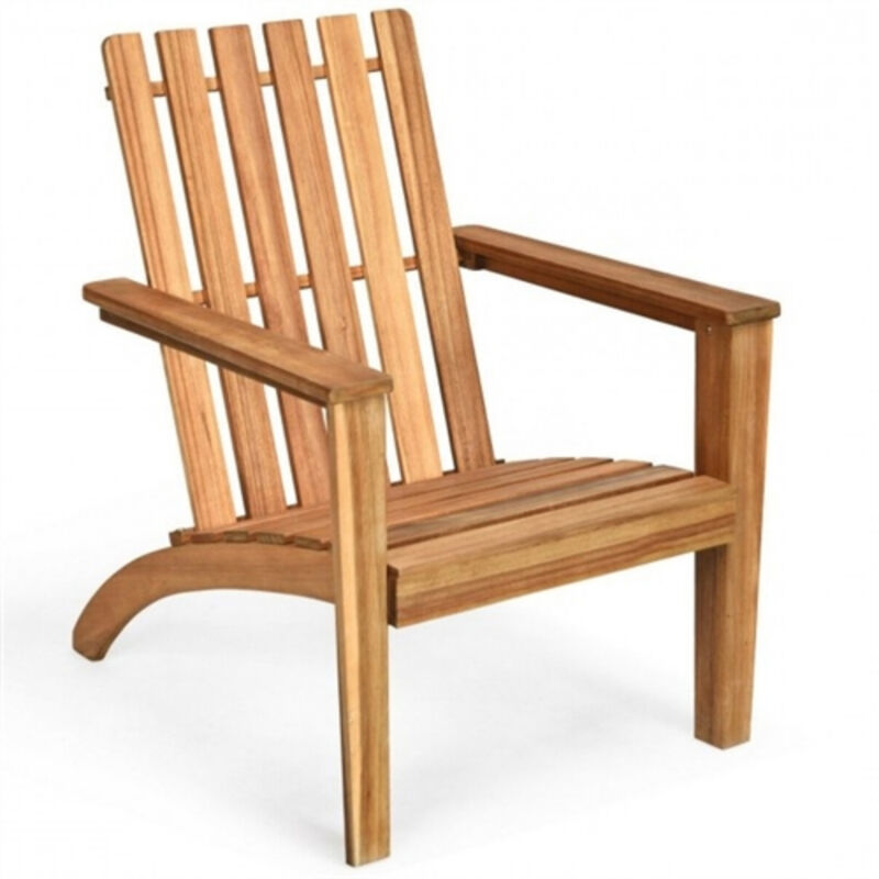 Indoor/Outdoor Acacia Wood Adirondack Lounge Armchair &ndash; Weather-Resistant Chair for Patio, Deck, or Garden image number 0