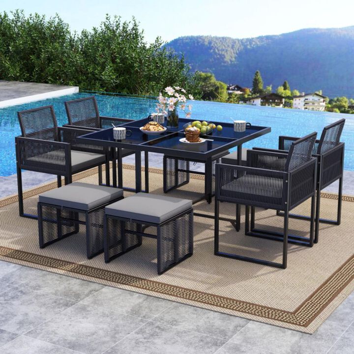 Hivvago 9 Pieces Patio Dining Set with Cushions for Yard Garden