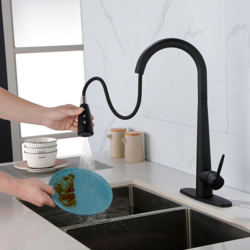 Kitchen Faucet with Pull-Down Sprayer Single Handle Deck Mount Design