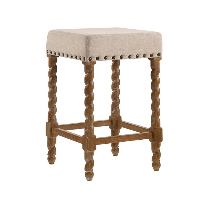 Carolina Living Remick 24 Counter Stool - Natural Oak - Linen Upholstery