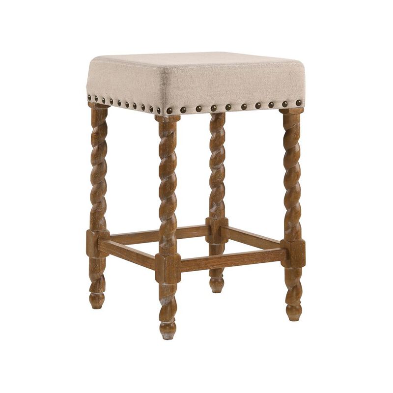 Carolina Living Remick 24 Counter Stool - Natural Oak - Linen Upholstery