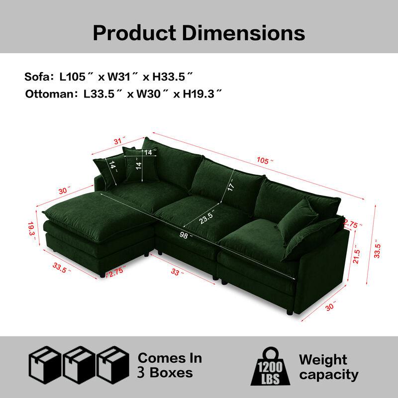 Jegfli Chenille Modular L-Shaped Sectional Sofa image number 8