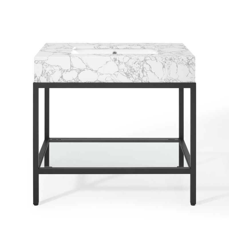 Kingsley 36" Black Stainless Steel Bathroom Vanity image number 0