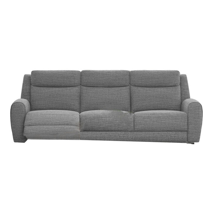 Cory Manual Recliner Sofa, 87 Inch, Solid Wood, Light Gray Polyester