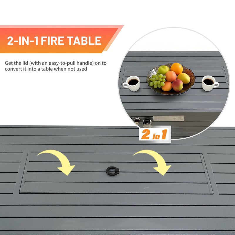 Mondawe 11'' H x 42'' L Alloy Steel Rectangular Propane Outdoor Fire Pit Table