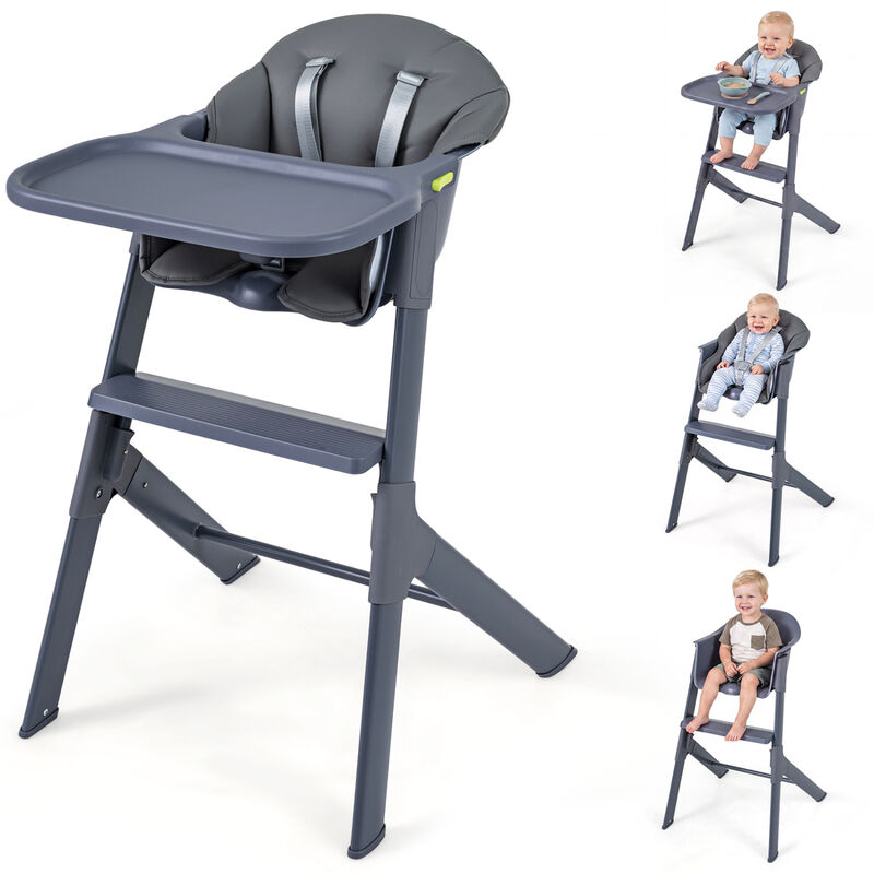 3 in 1 Convertible Baby High Chair with Tray and Adjustable Footrest image number 3