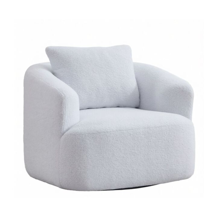 GOODSILO 360-Degree Swivel Round Upholstered Comfort Chair with Plush Pillow