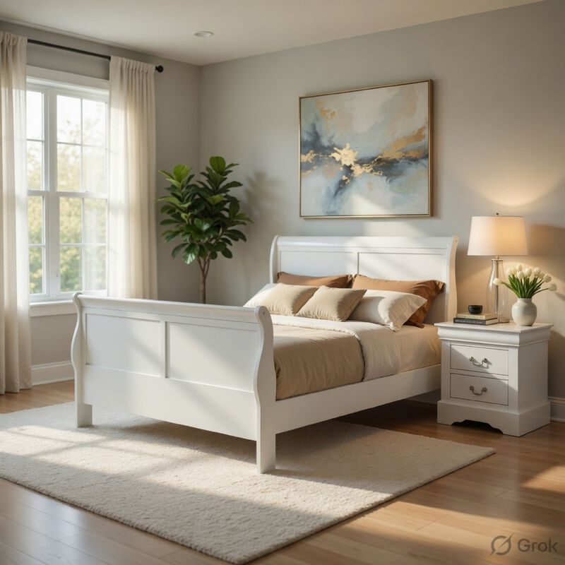 Queen Size Bedroom Set, Black Finish, 5-Piece Set with Bed, 2 Nightstands, Dresser and Mirror image number 8