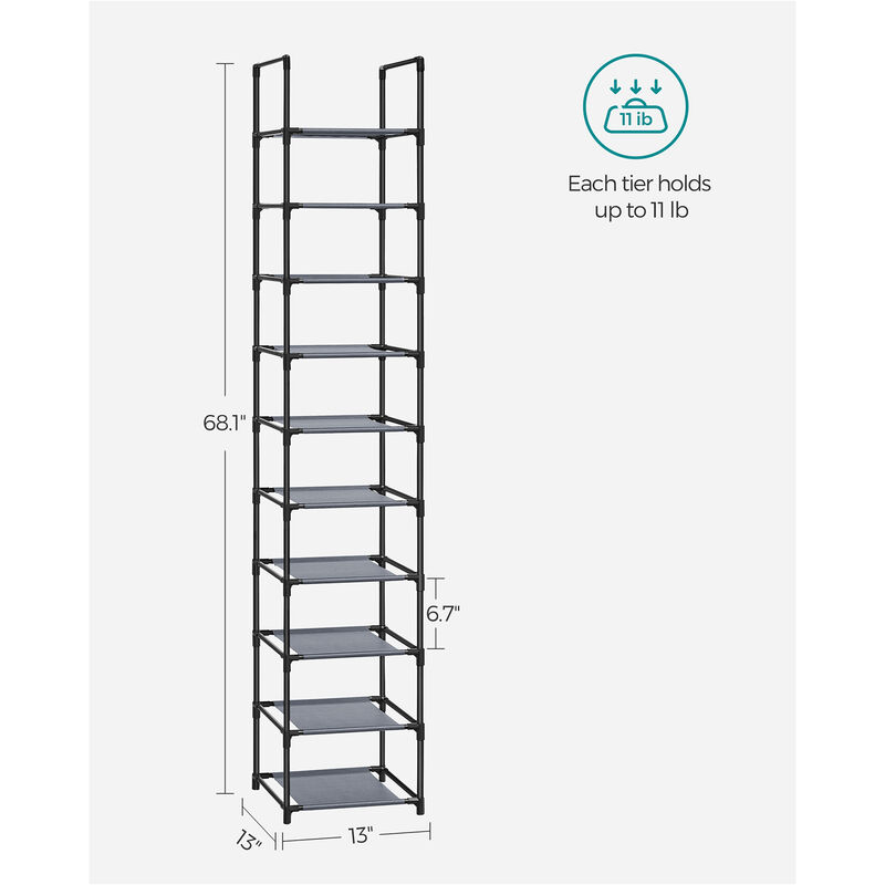 10-Tier Adjustable Shoe Rack for Efficient Storage and Organization