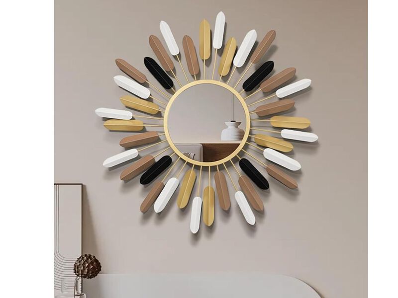 24" Boho Flower Wall Mirror &ndash; Gold Decorative Accent for Entryway & Kitchen