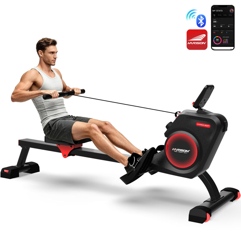 HARISON Magnetic Rowing Machine with Bluetooth App for Home Gym, 16-Level Quiet Resistance, 350 LB Capacity, Vertical Storage (HR-W10) image number 0