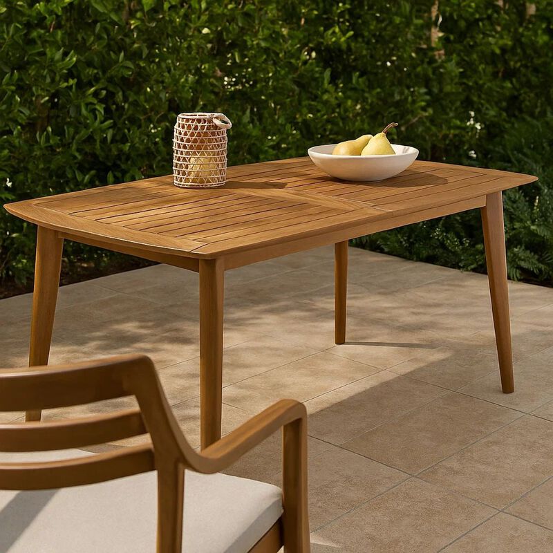 Sumona Outdoor Dining Table, Extendable, Brown Acacia Wood, 71-95 Inch image number 1