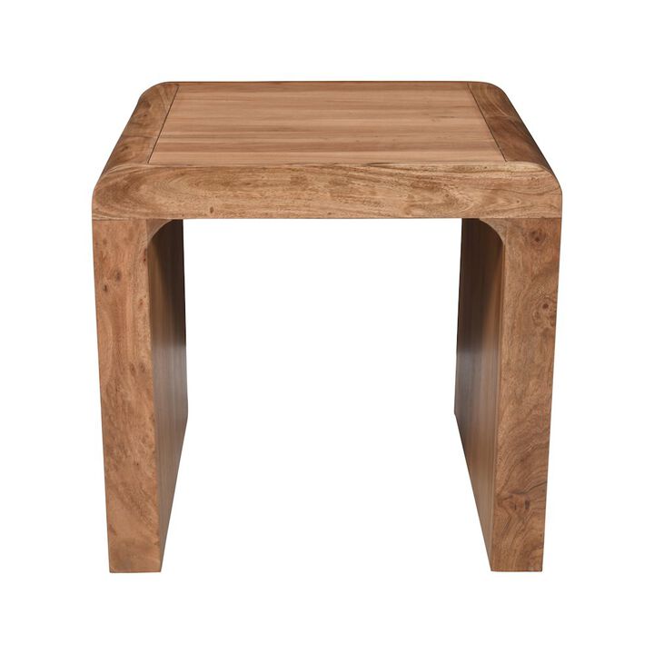 Jofran Brooklyn Mid-Century Modern Solid Wood Square Waterfall Curved End Table