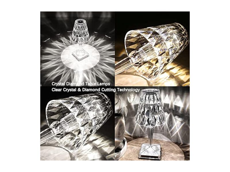 Rechargeable Cordless Touch Control Crystal Rose 2 Pack Table Lamps For Bedroom image number 1