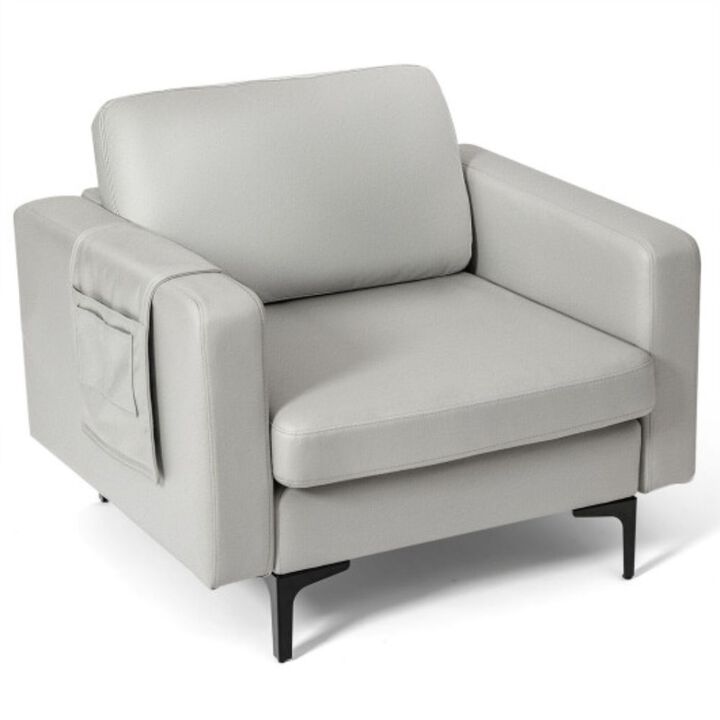Modern Accent Armchair with Side Storage Pocket