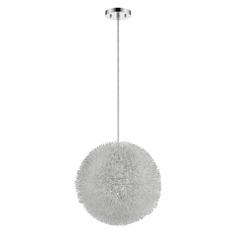 Hivvago Luminary 1-Light Metallic Silver Pendant With Hand Woven Aluminum Wire Shade (12")