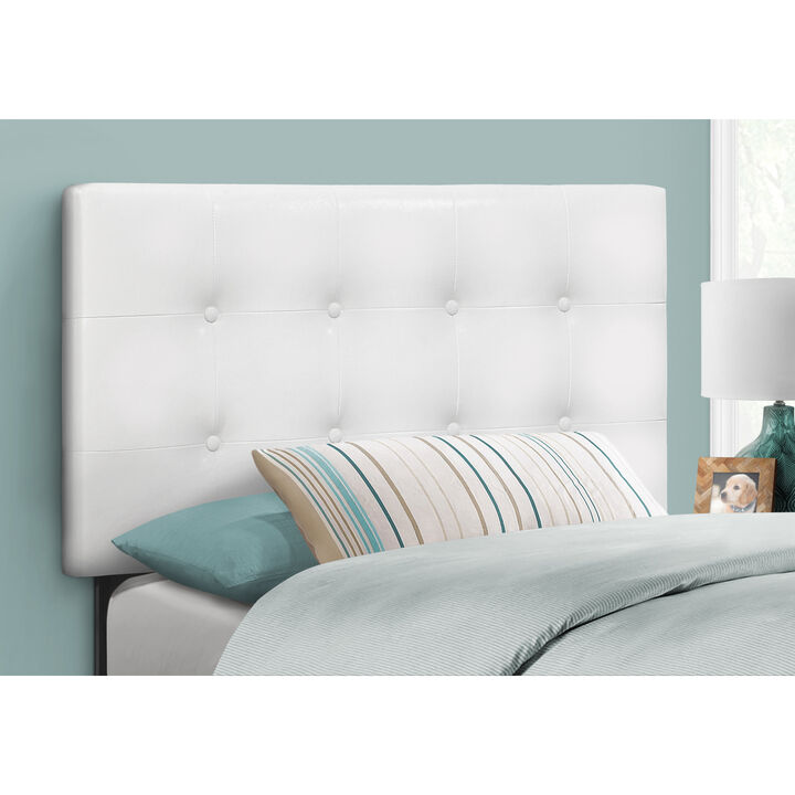 Monarch Specialties I 6002T Bed, Headboard Only, Twin Size, Bedroom, Upholstered, Pu Leather Look, White, Transitional