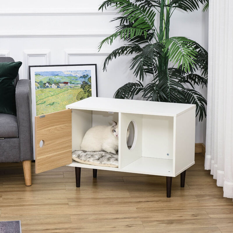 White Cat Furniture: Wooden House/End Table with Storage, 29.5"x15.75"x22" image number 1