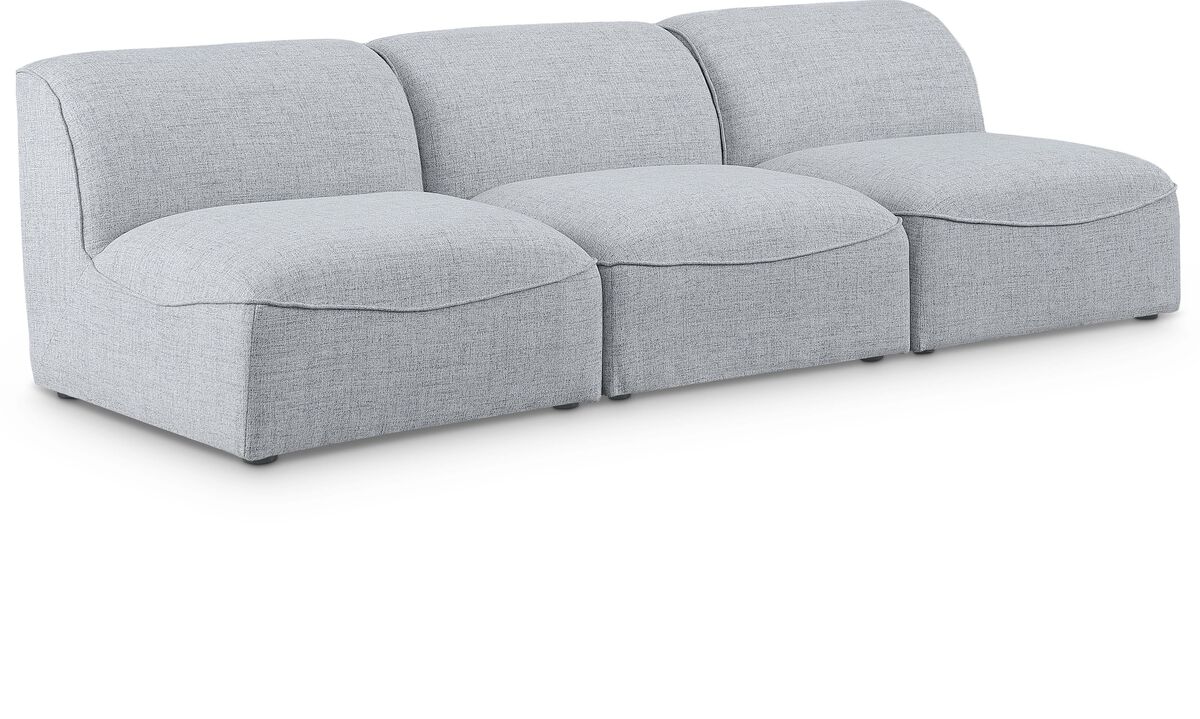 Meridian Furniture Miramar Grey Durable Linen Textured Modular Sofa