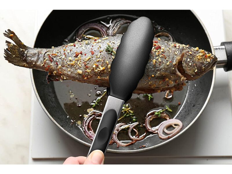 ALLWIN-HOUSEWARE W 2 Pack Black Kitchen Tongs, Premium Silicone BPA Free Non-Stick Stainless Steel