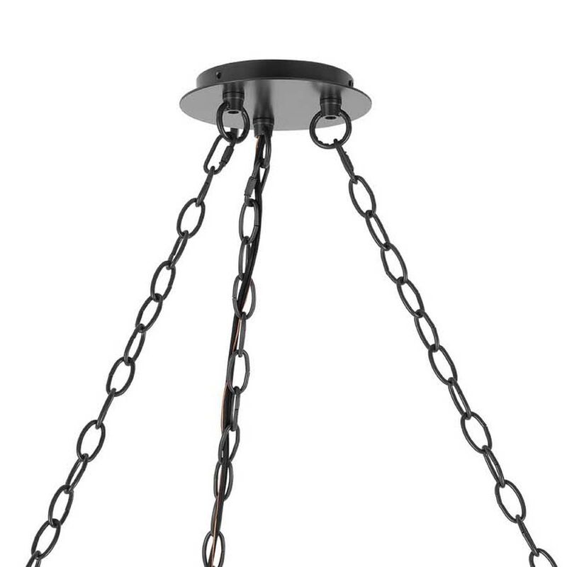 Arga 6 Light Chandelier, Glass Shade, Rope Arms, Bronze Metal 12 Inch image number 5