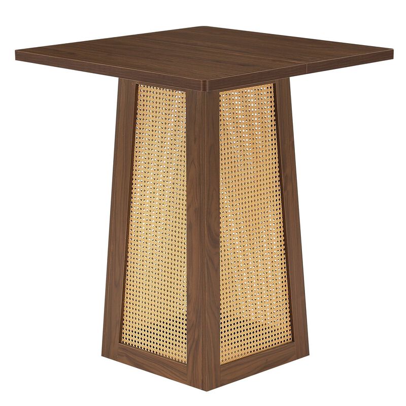 31.5 Inch Brown Square Bar Table for 2 to 4 with Pedestal Base for Home Bar image number 0