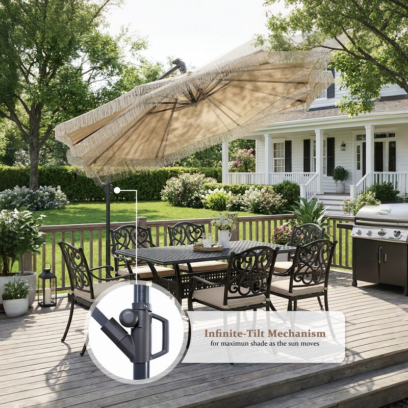 at home offset patio umbrella Yaheetech 10FT w/Handy Tilt & Cross Base, Burgundy Solar powered offset patio umbrella with 32 bright LED lights and energy LAUSAINT HOME 8 Ft Patio