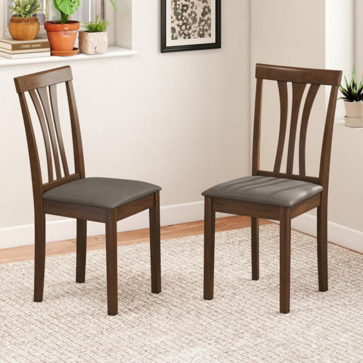 Hivvago Wooden Dining Chairs Set of 2 with Linen Fabric Upholstered and Rubber Wood Frame