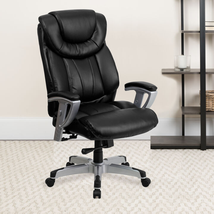 HERCULES Series Big & Tall 400 lb. Rated Black Fabric Executive Ergonomic Office Chair with Silver Adjustable Arms