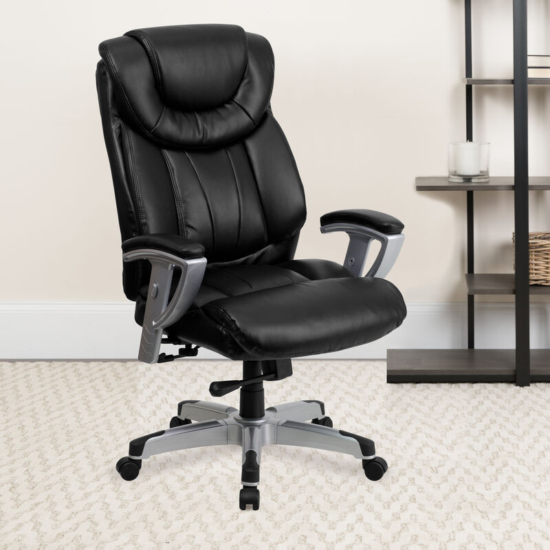 HERCULES Series Big & Tall 400 lb. Rated Black Fabric Executive Ergonomic Office Chair with Silver Adjustable Arms image number 1