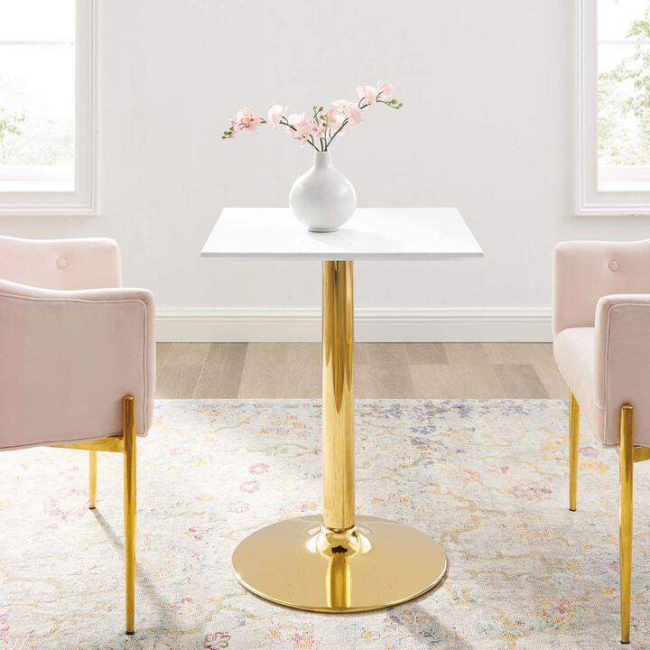 Modway - Verne 24" Square Dining Table Gold White
