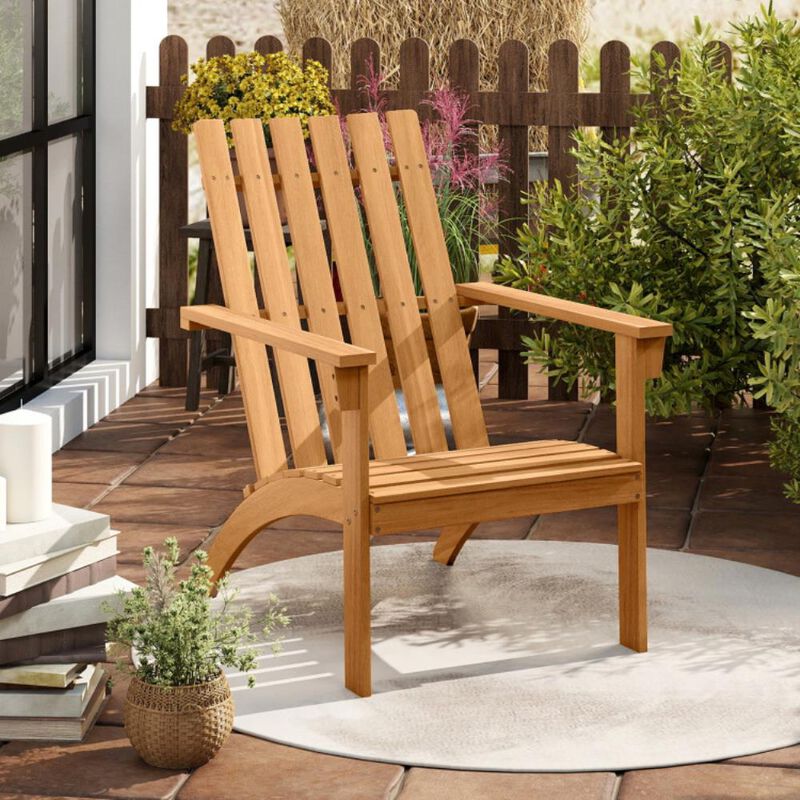 Hivvago Acacia Wood Patio Adirondack Chair with Inclined Seat and High Backrest for Porch image number 1