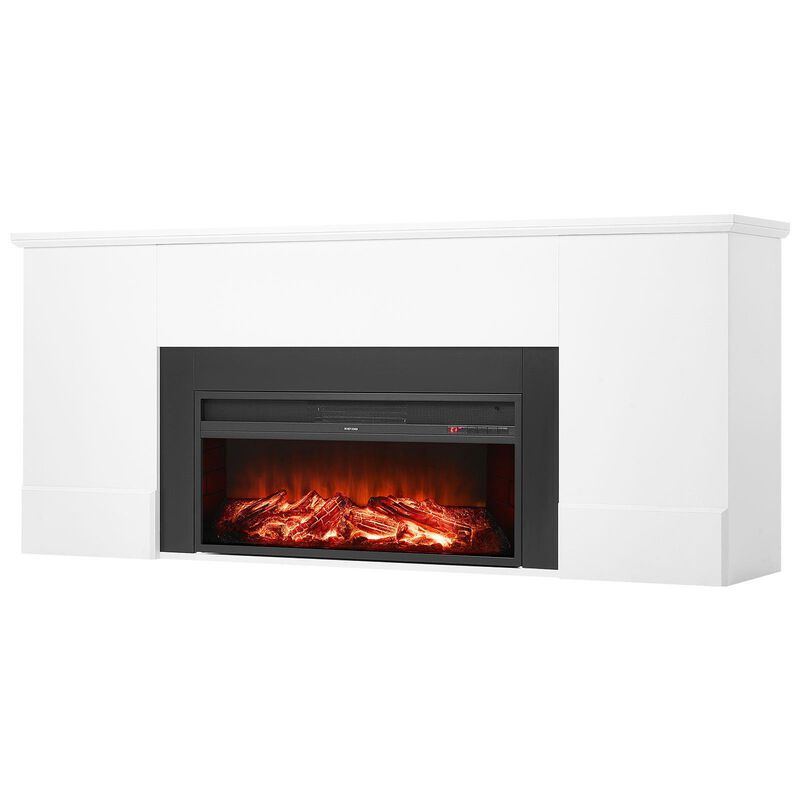 Freestanding Electric Fireplace 5120BTU with Mantel, Timer, Remote and Safety Protection-White image number 9