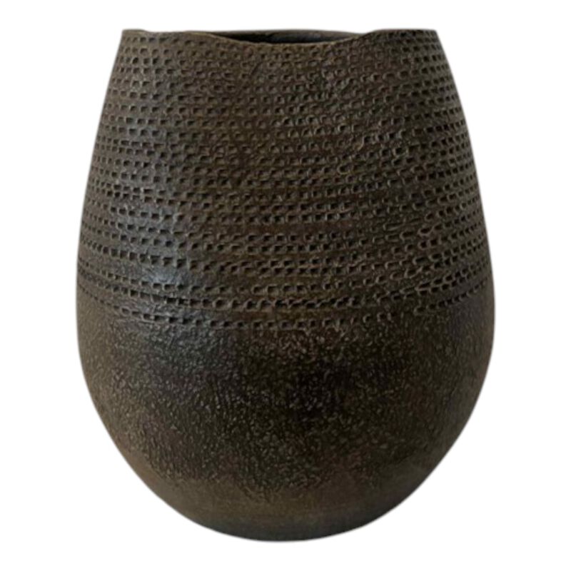 13x11" Pierced Clay Vase, Brown image number 0