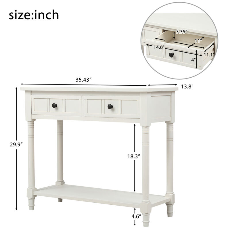 Daisy Series Console Table Traditional Design with Two Drawers and Bottom Shelf image number 8