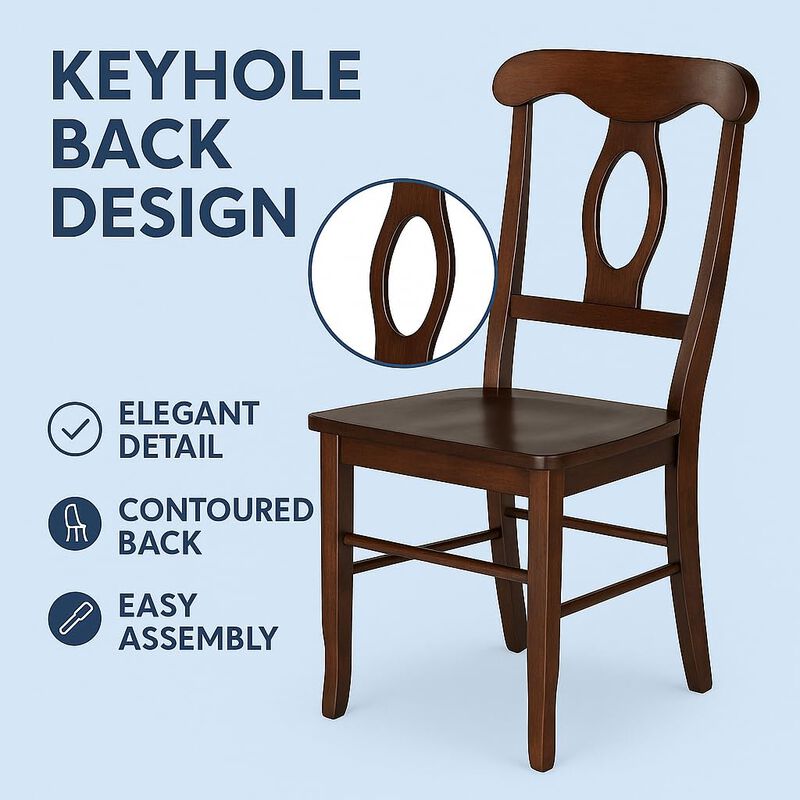 Ergode Renaissance 2-Piece Chair Set | Carved Keyhole Backs | Solid Wood | Walnut Finish | Comfortable Contoured Seats | Dining or Occasional Use | Assembly Required (94208-VV) image number 4