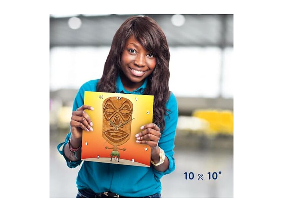 Voodoo Tiki Head Villager Tribal Wall Clock 10 Inch Home Decor