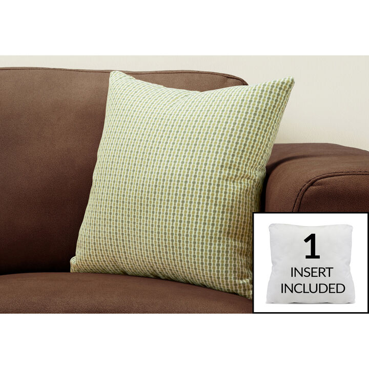 Monarch Specialties I 9232 Pillows, 18 X 18 Square, Insert Included, Decorative Throw, Accent, Sofa, Couch, Bedroom, Polyester, Hypoallergenic, Green, Modern