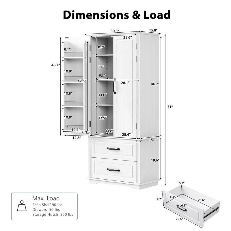 Merax Farmhouse Kitchen Pantry Cupboard Cabinet