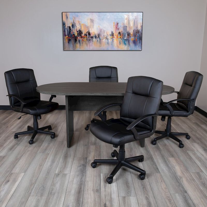 Flash Furniture 6 Foot (72 inch) Oval Conference Table in Rustic Gray image number 8
