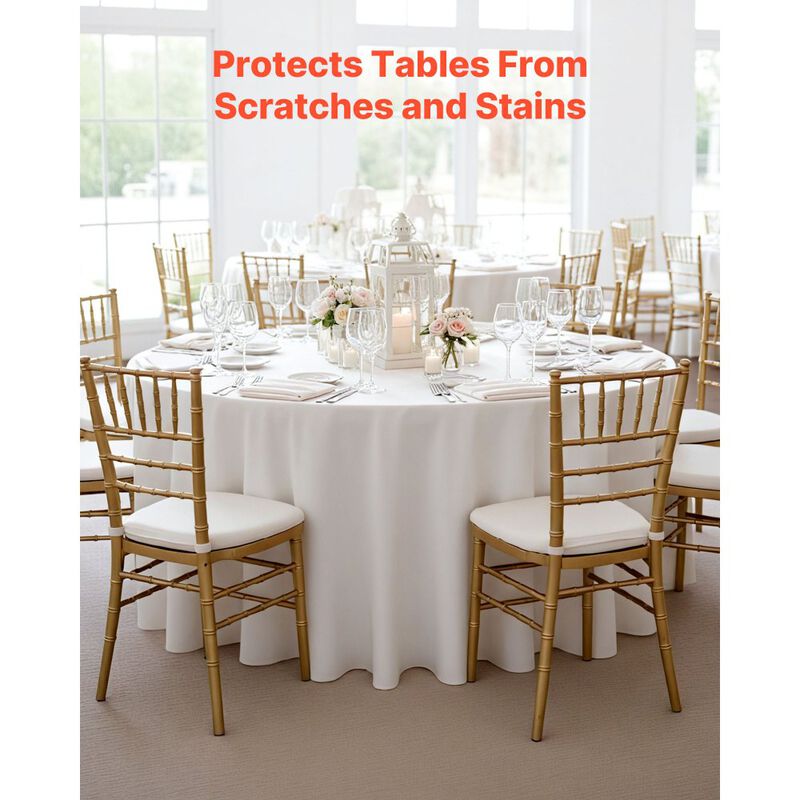 Machine Washable Round Tablecloths, 2 Pack Polyester Covers for Party, Banquet, and Dining Tables-White image number 7