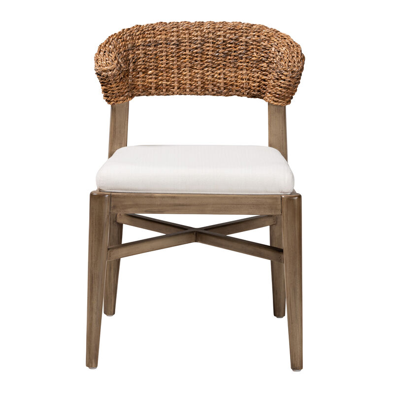 Bali & Pari Chloe Modern Walnut Brown Finished Mahogany Wood and Natural Dining Chair