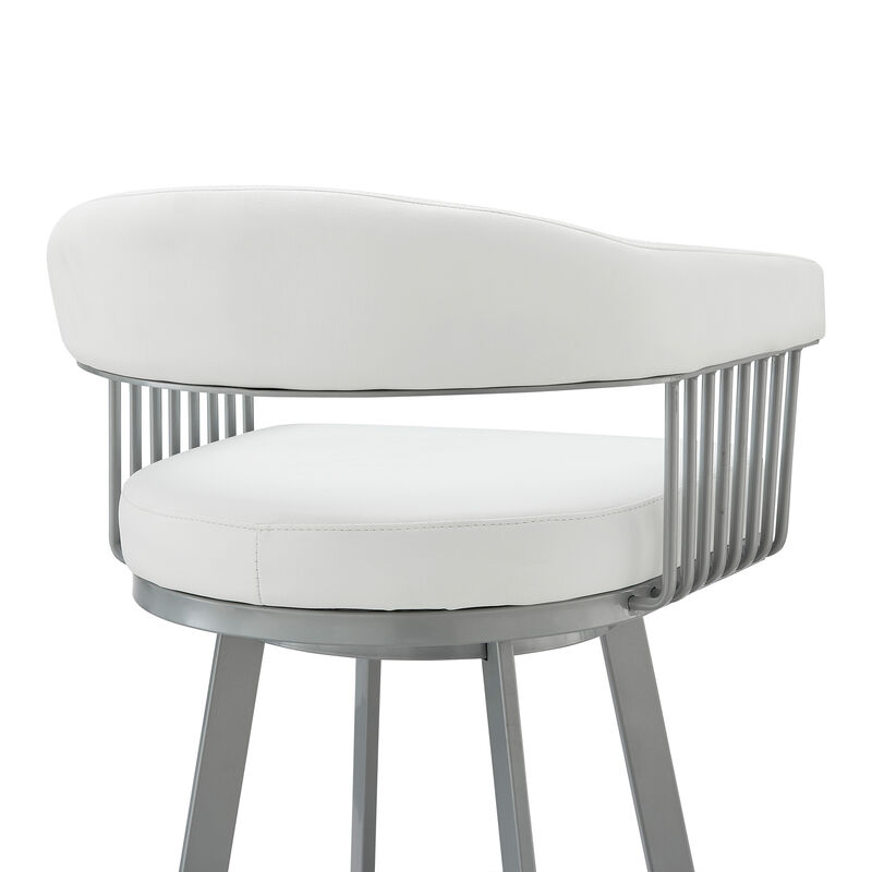 Chelsea  Counter Height Swivel Bar Stool in Black Finish and Gray Faux Leather