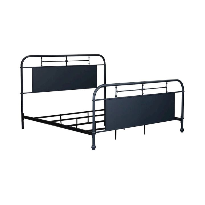 Liberty Furniture Vintage Series King Metal Bed- Navy in Distressed Metal