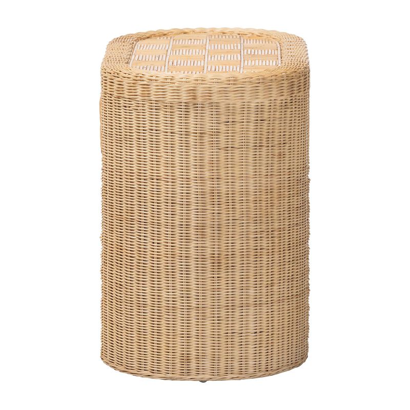bali & pari Mimi Natural Rattan Checkered End Table with Drawer image number 3