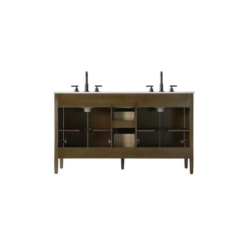 Elegant Kitchen and Bath 60 inch Double Bathroom Vanity in Hazel Oak