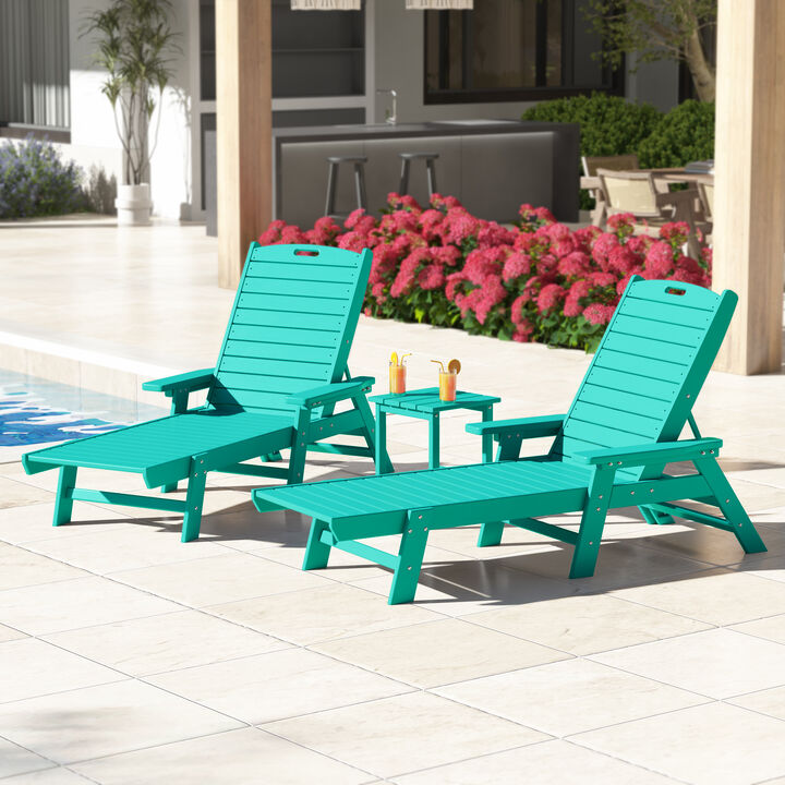 WestinTrends Poly Reclining Chaise Lounge Set With Table