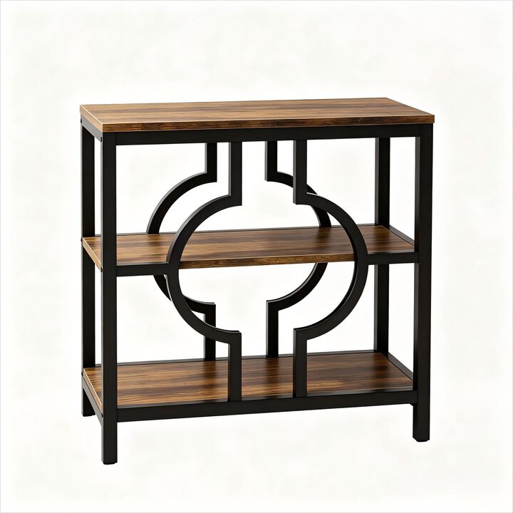End Table, Narrow Side Table with 3-Tier Storage Shelves, Nightstand with Storage Shelf, Wood Sofa Side Table for Living Room, Bedroom